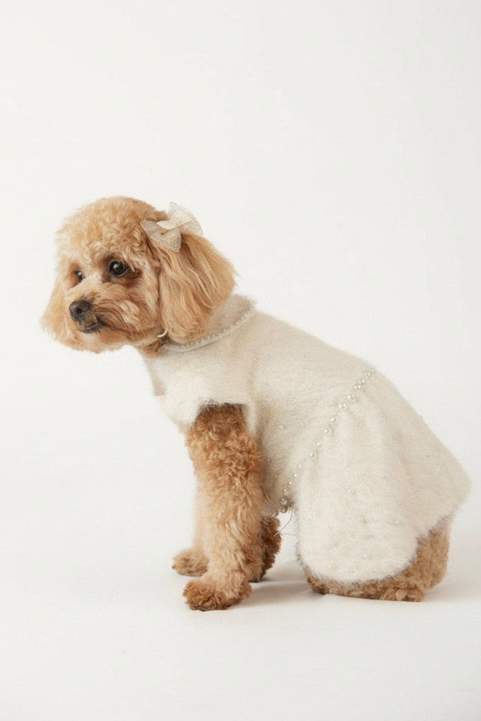 Elegant pet dress with pearl details