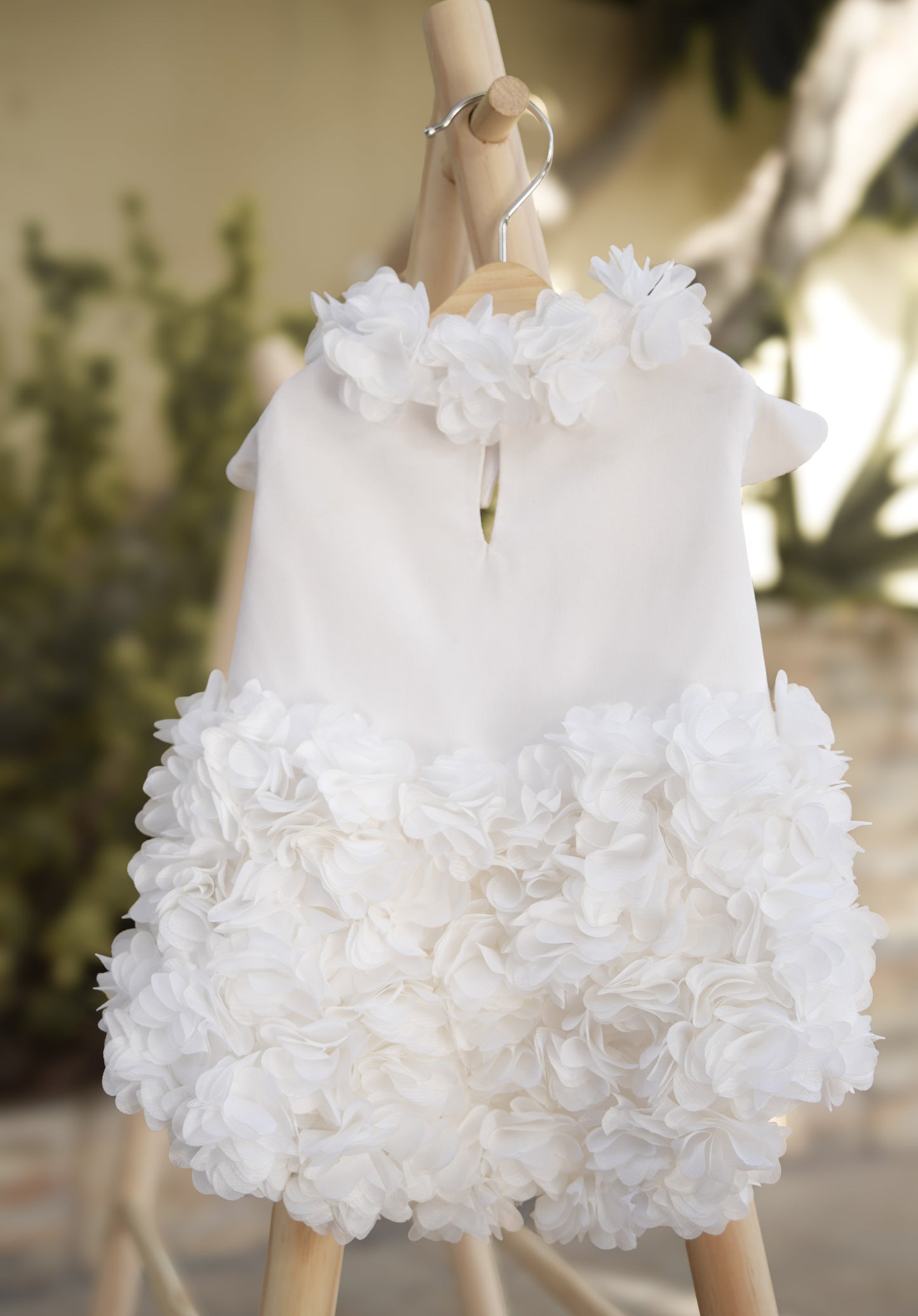 Magnolia Belle elegant white pet dress with delicate floral petal details