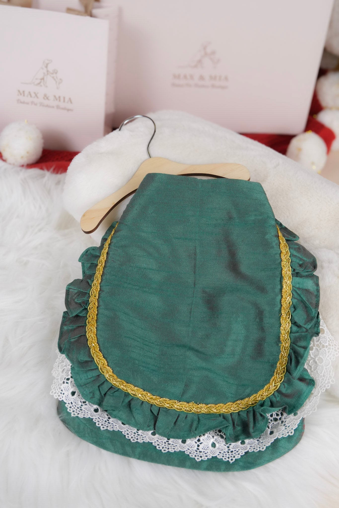 Emerald Grace pet dress for Christmas