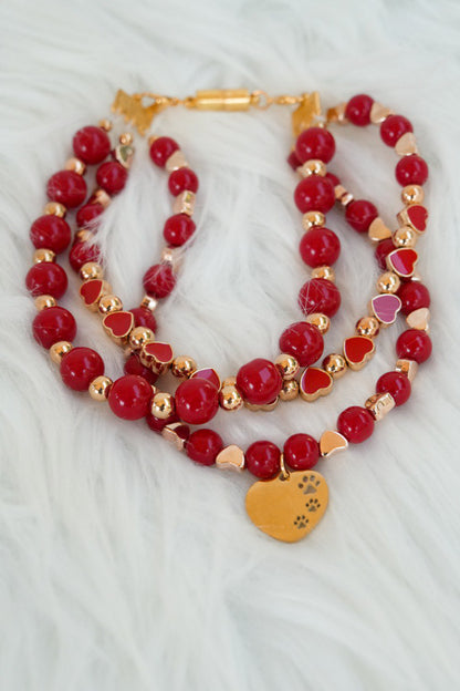 Stylish red necklace for pets