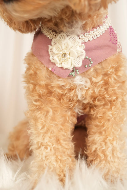 purple pet dress with floral patterns